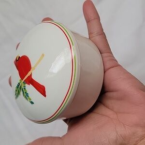 NWOT Macy's Ceramic Cardinal Trinket Box - Red and Cream